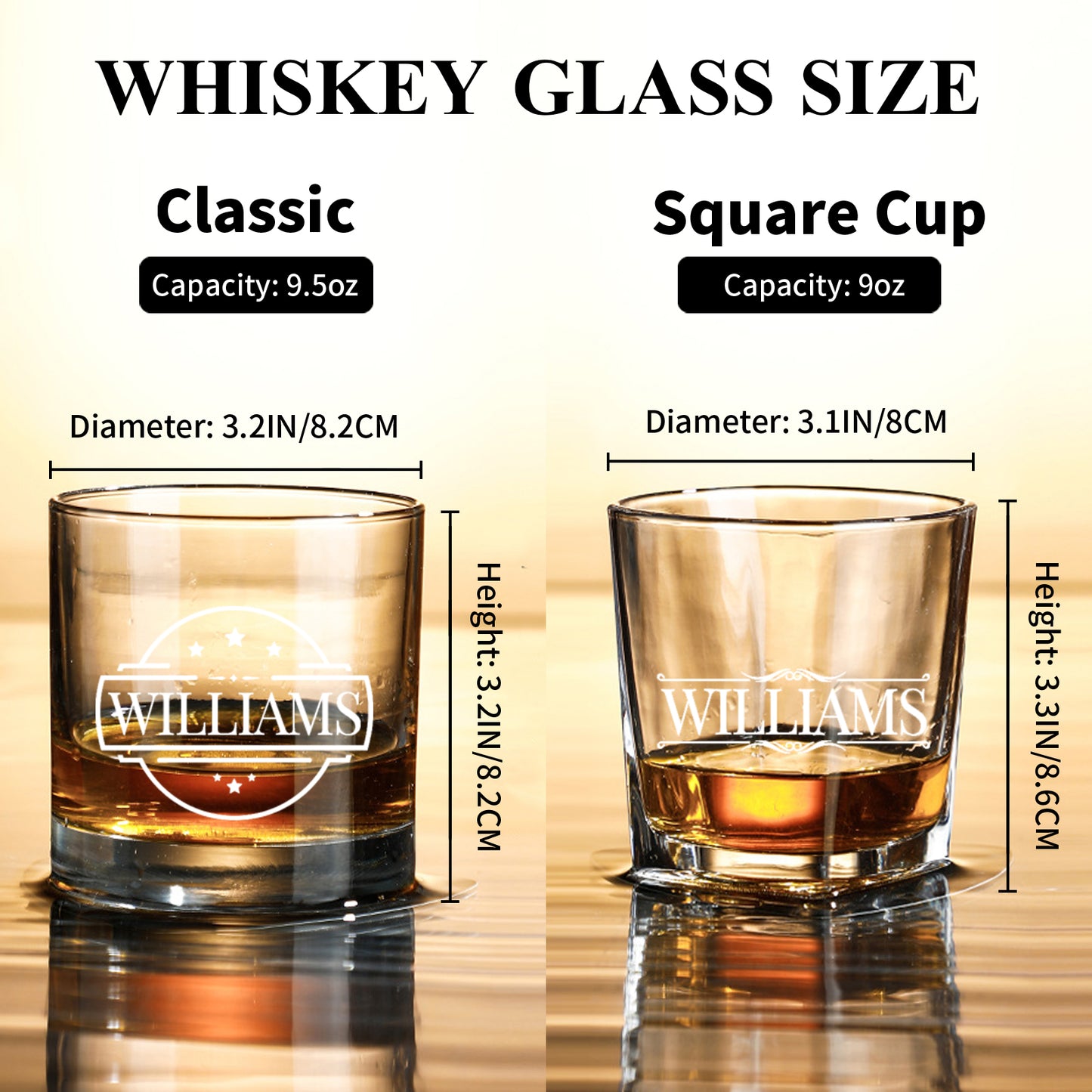 Personalized Whiskey Glass for Men, Bourbon Glass with Stainless Steel Ice Cubes