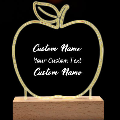 Personalized Acrylic Night Lamp, Apple Shape Teacher Gifts