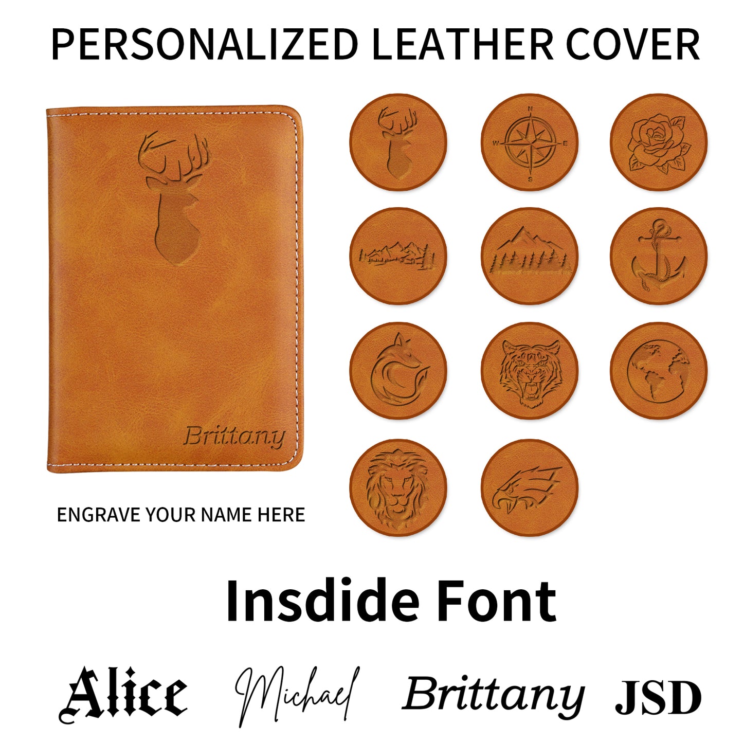 Personalized Refillable Notebook Leather Cover, Compatible with Moleskine Cahier