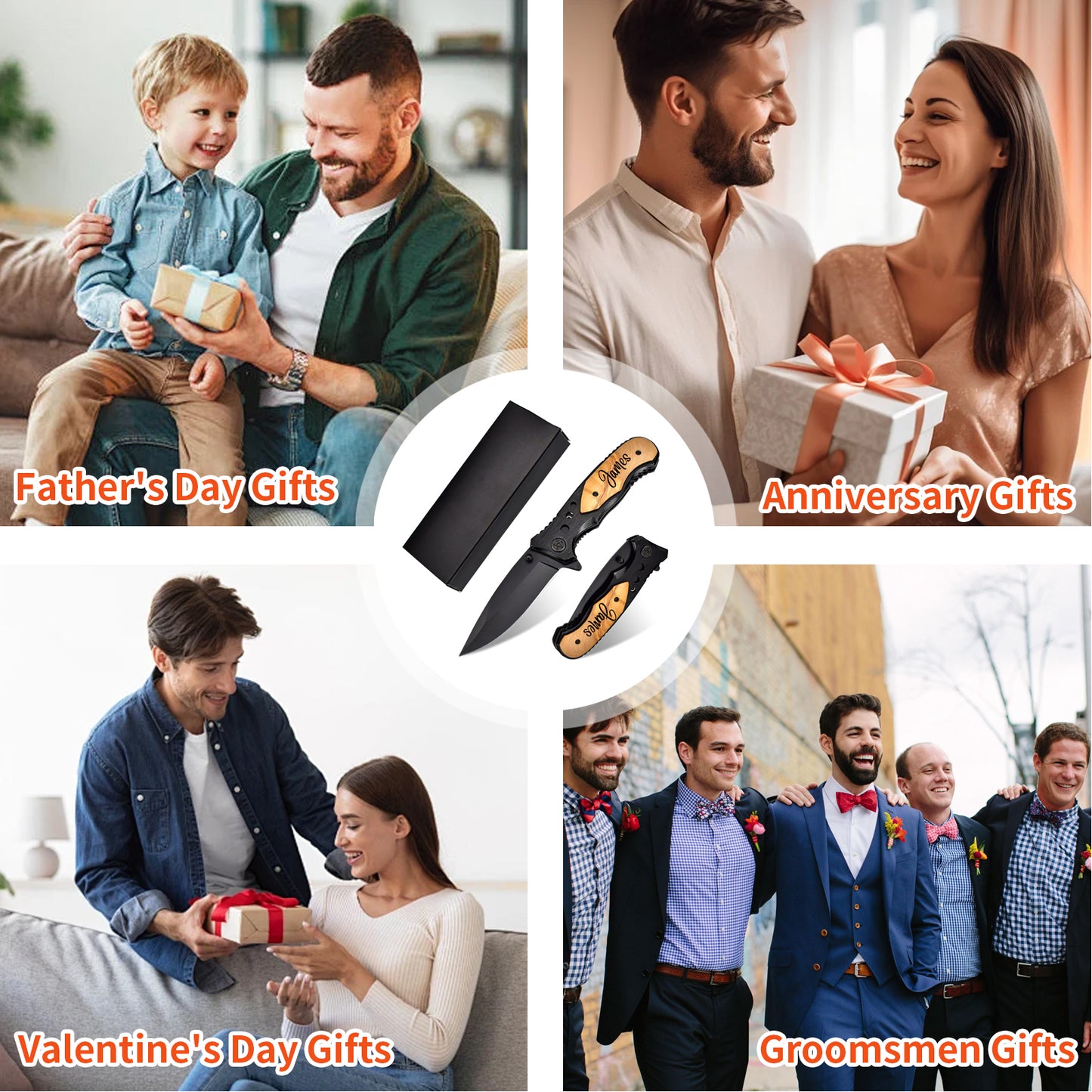 Custom Engraved Wood Handle Pocket Knife