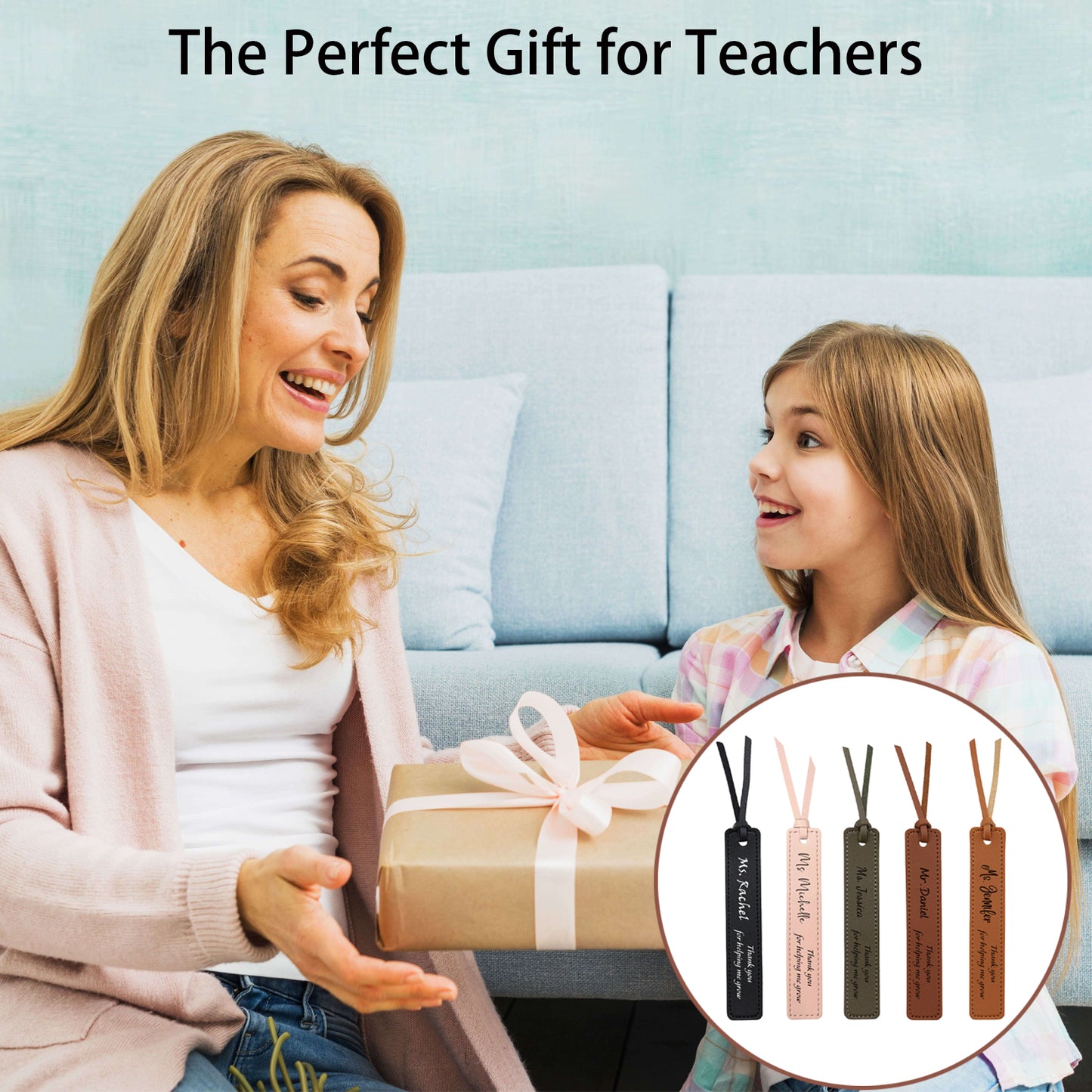 Personalized Leather Bookmark, Classic Stitched Bookmark, Gift for Wonmen Teachers