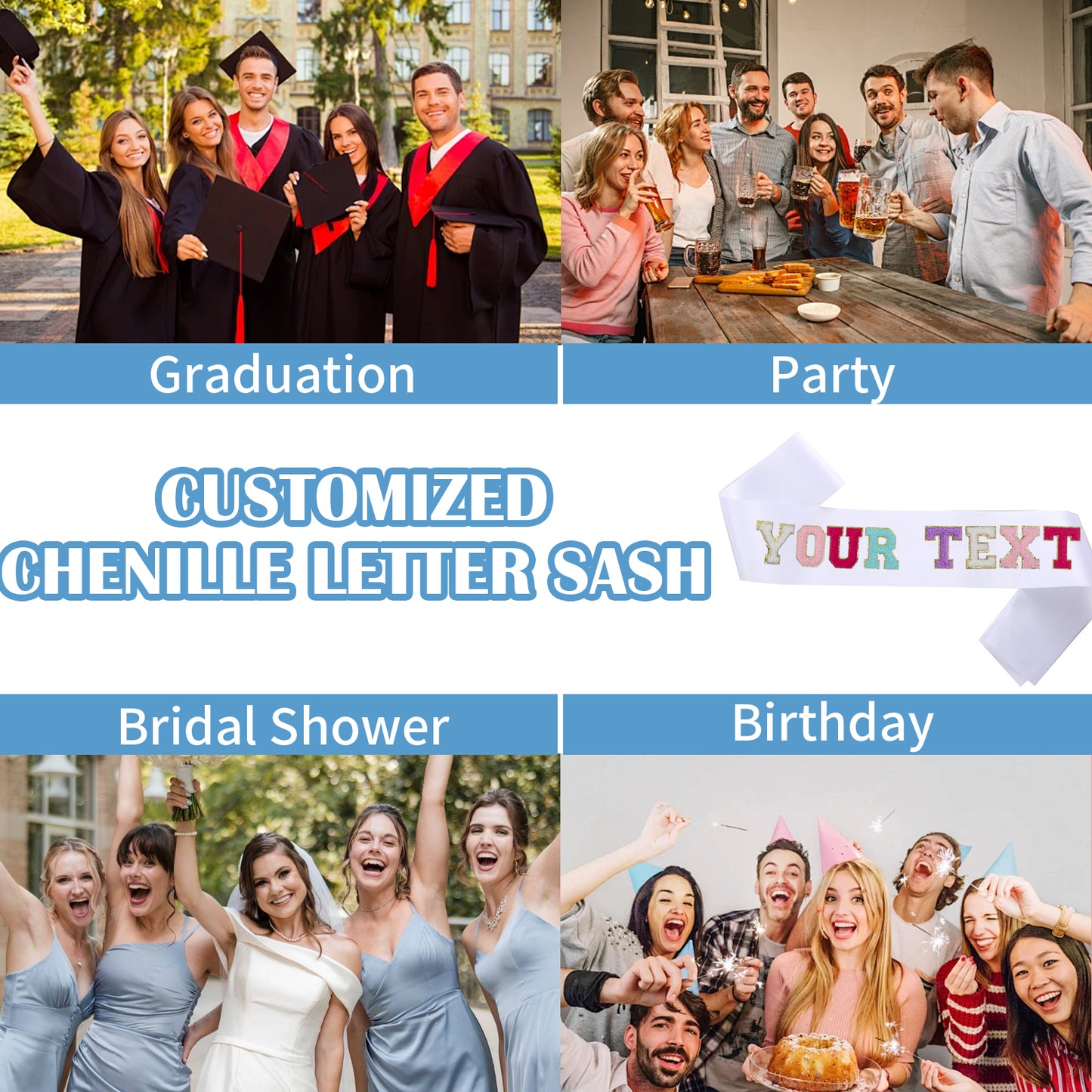 Personalized Sashes, Custom Text Satin Sash
