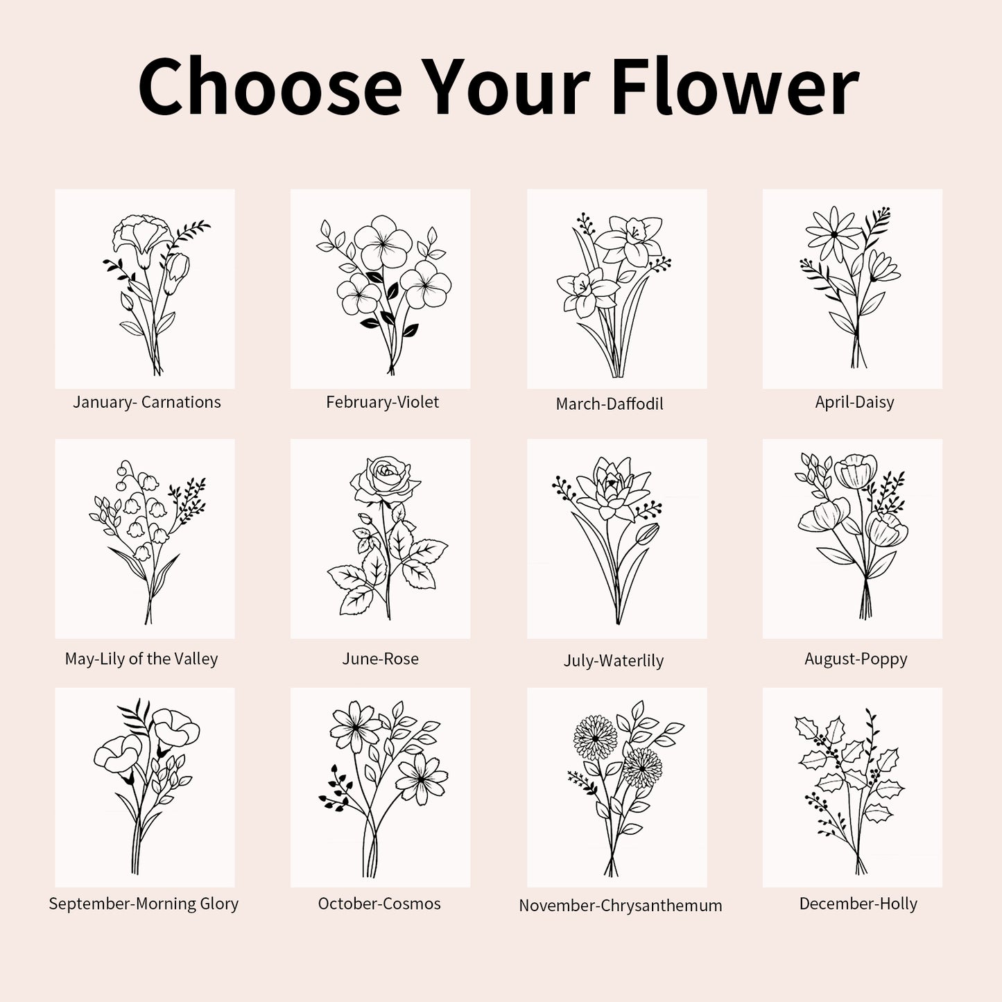 Personalized Wooden Jewelry Box with Birth Flower Name, Customized Gift for Women