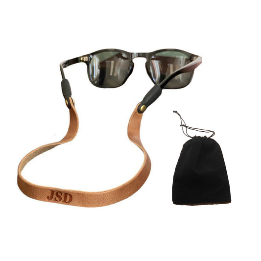 Personalized Monogrammed Genuine Leather Sunglass Strap