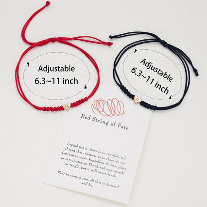 2 Pcs Custom Letter Red String Bracelet