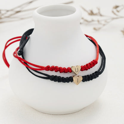 2 Pcs Custom Letter Red String Bracelet