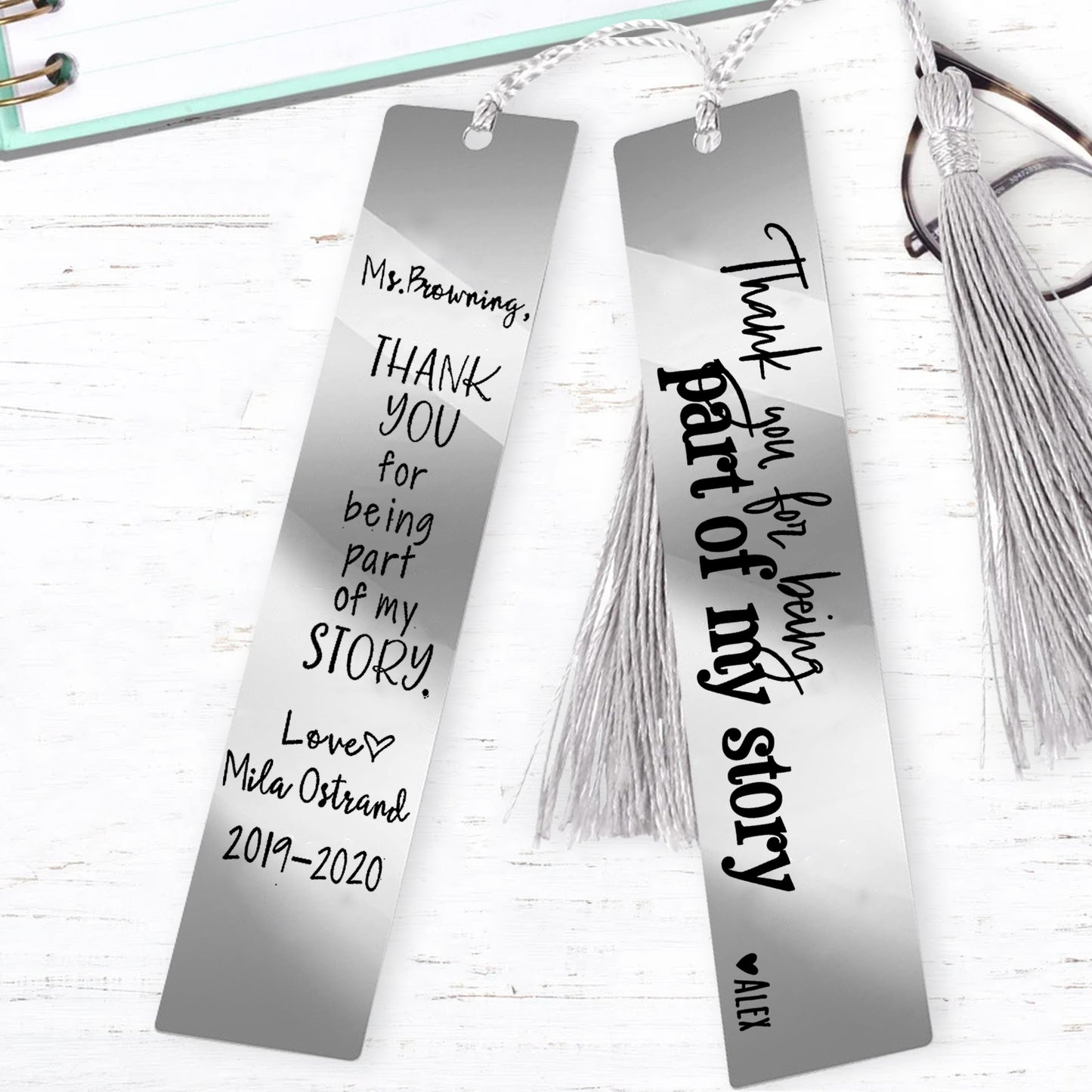 Custom Stainless Steel Bookmark for Teacher