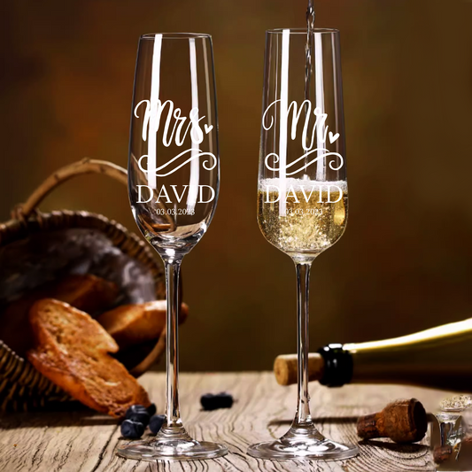 2 Pcs Custom Wedding Champagne Glasses