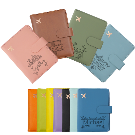 Personalised Durable Leather Passport Cover, Custom Luggage Tag Set with Name