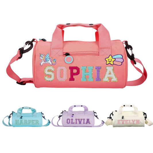 Personalized Kids Dance Ballet Bag, Kids Chenille Letter Duffel Bag, Sport Duffle Bag