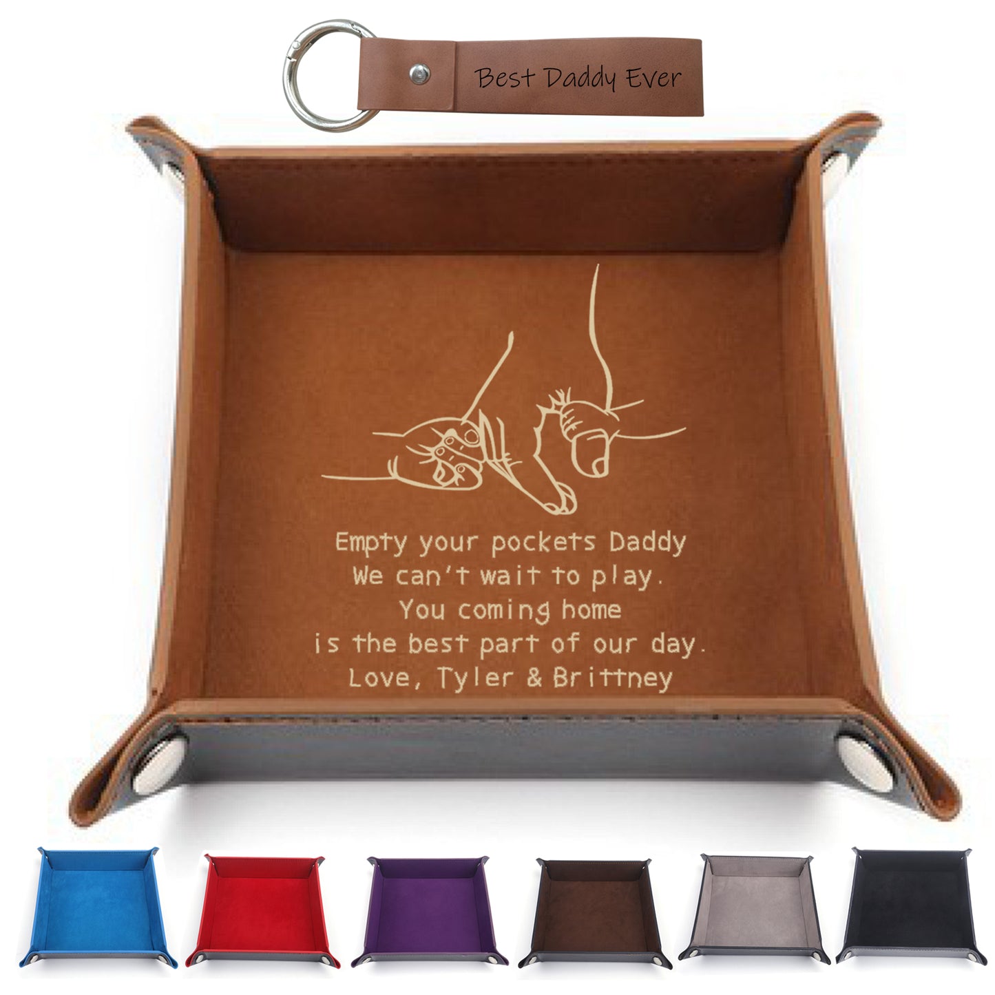 Personalized Father Leather Storage Tray