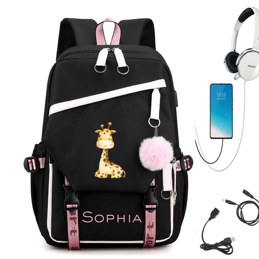 Personalized Backpack with USB Charge Port for Teenage Girls & Boys