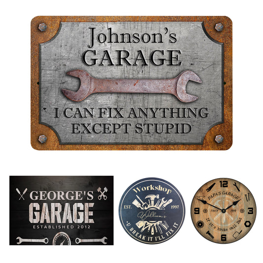 Custom Garage Sign, Personalized Workshop Sign