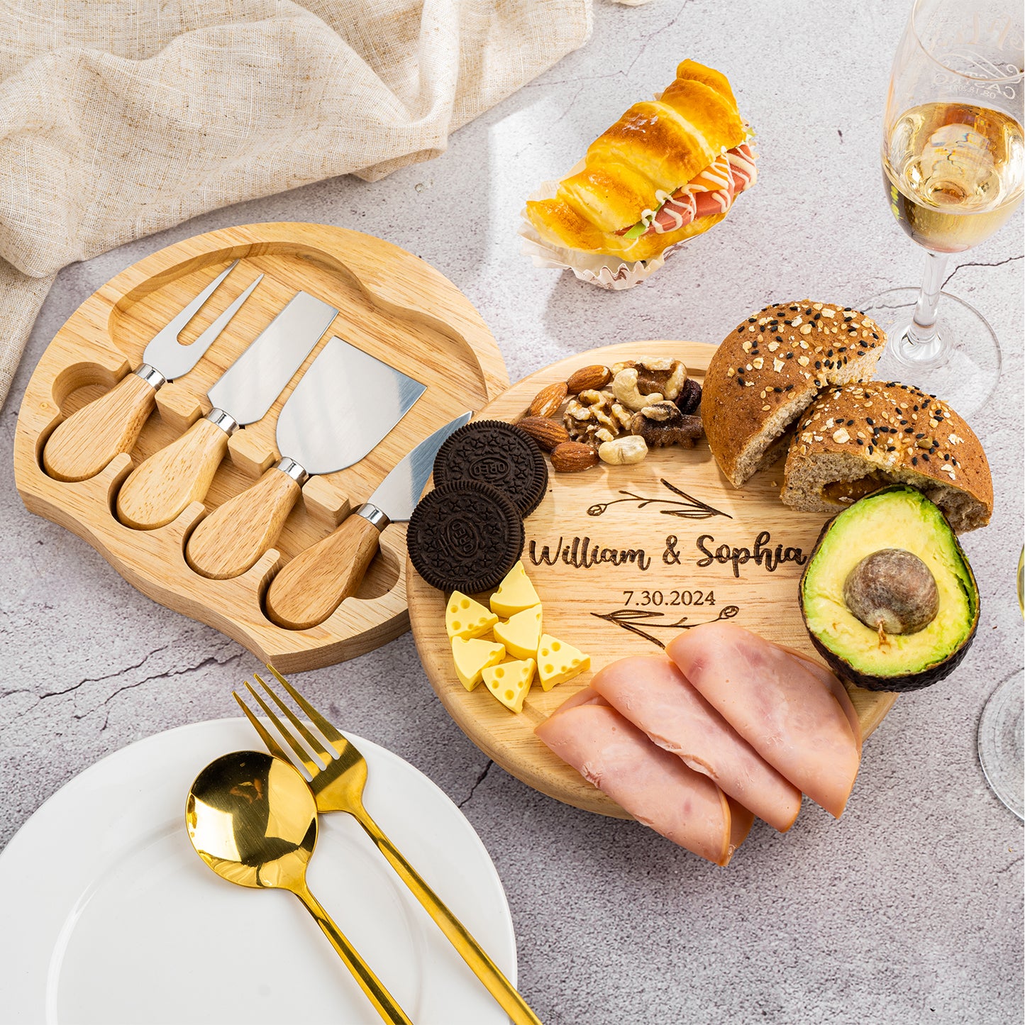 Personalized Charcuterie Board Gifts Set