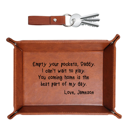 Personalized Leather Storage Tray for Dad - Father's Day Gift, New Dad Gift