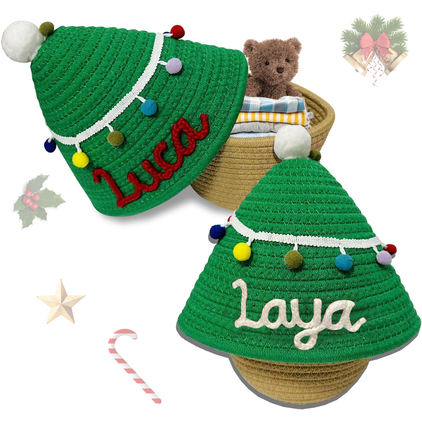 Personalized Christmas Woven Basket