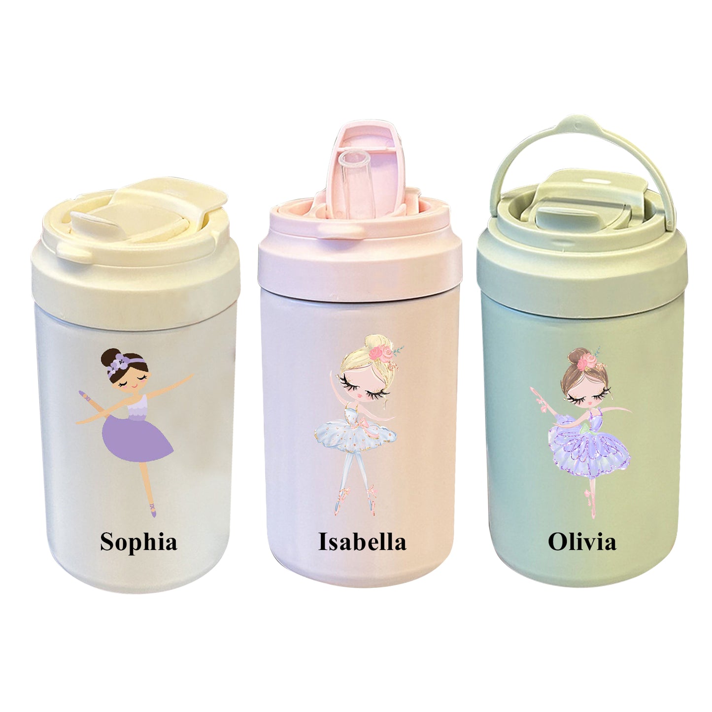 Personalized Ballerina Gift, 17Oz Custom Bottle with Closing Straw Lid