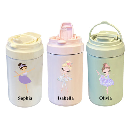 Personalized Ballerina Gift, 17Oz Custom Bottle with Closing Straw Lid