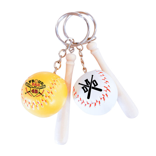 Personalized Mini Baseball Keychain