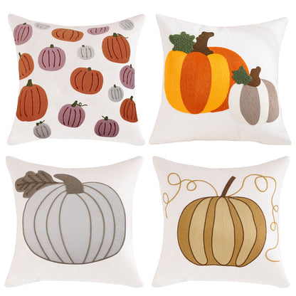 Personalized Halloween Throw Pillow, Colorful Pumpkins Embroidery Pillow Cases