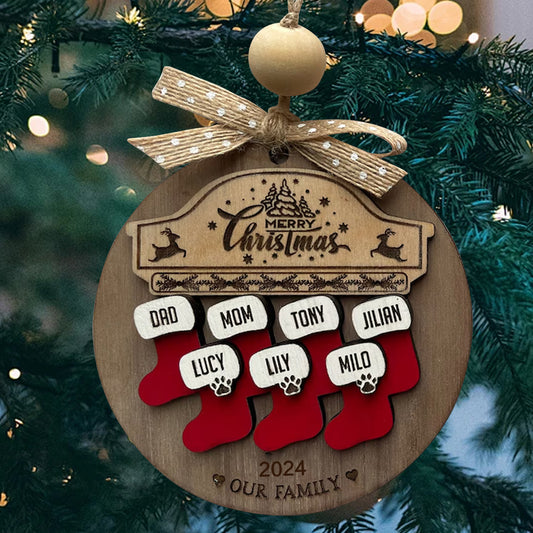 Personalized Wooden Family Xmas Ornament