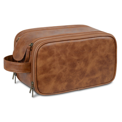 Personalized Men's Leather Toiletry Bag | Customized Dopp Kit for Men