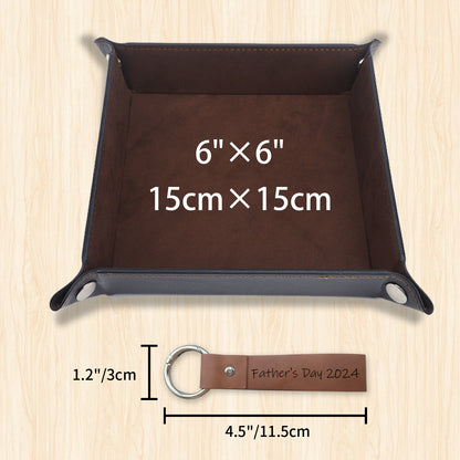 Personalized Father Leather Storage Tray