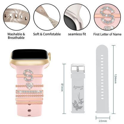 Personalized Birth Flower Watch Band, Customization Floral Engraved Bands