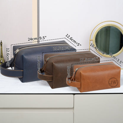 Personalized Men's Leather Toiletry Bag