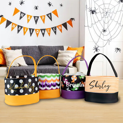 Personalized Halloween Trick or Treat Bag, Monogram Halloween Bucket