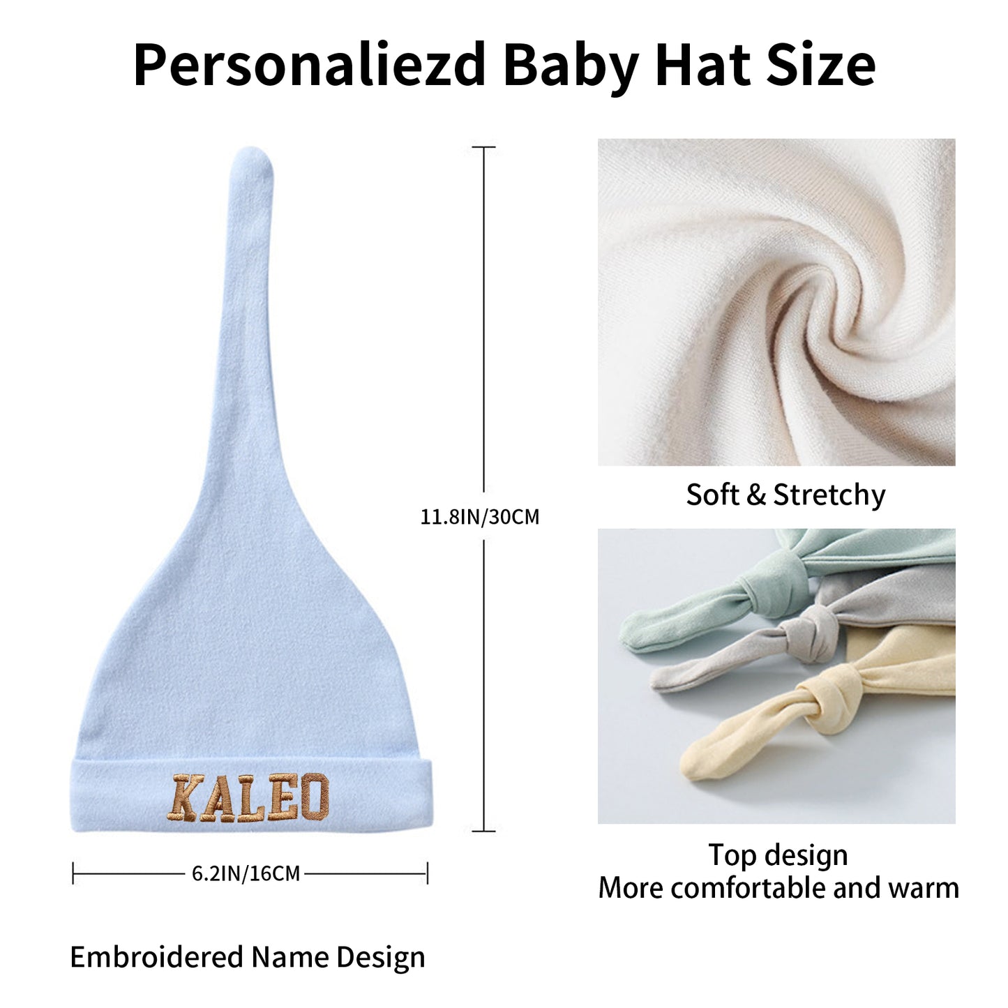 Personalized Baby Hats with Embroidery Name