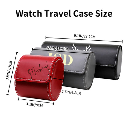 Personalized Watch Box for Men, Custom PU Leather Travel Watch Case, for Men Women