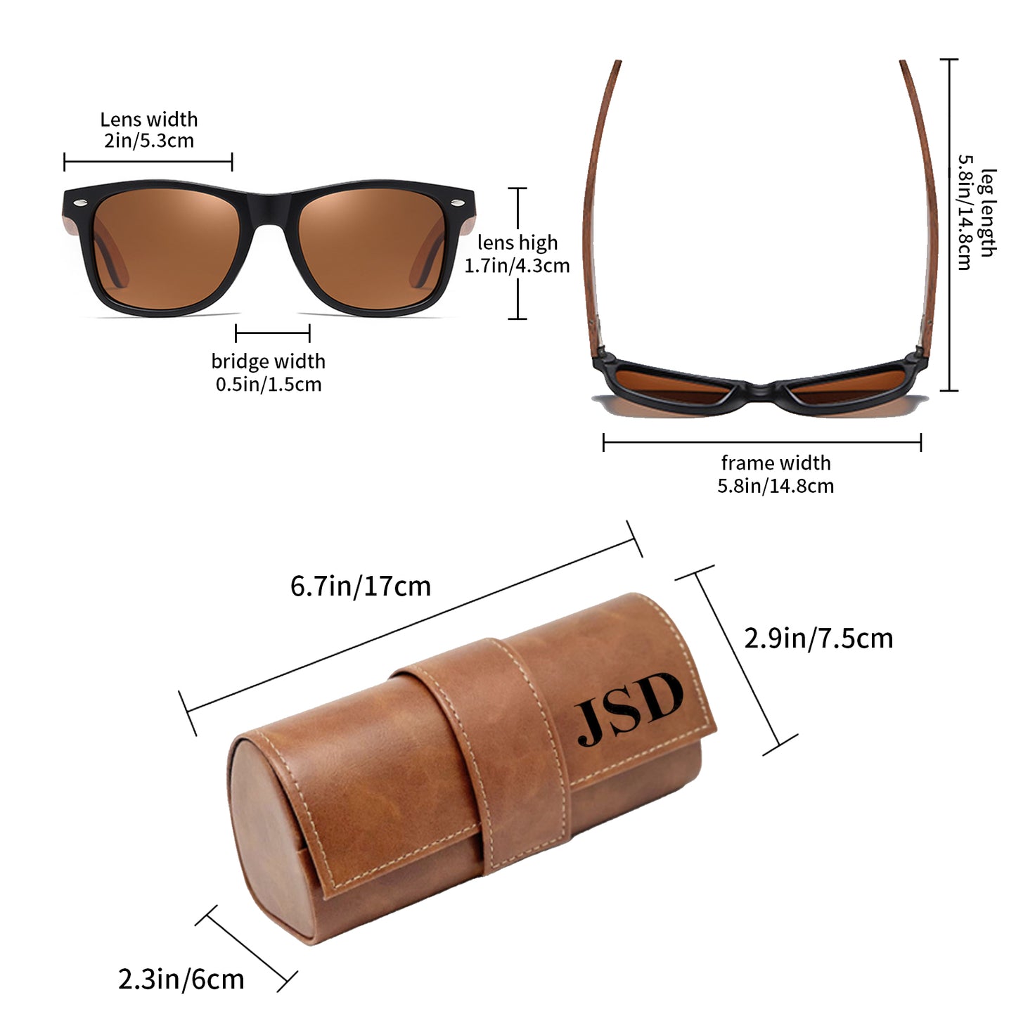 Personalized Wooden Sunglasses with Leather Box, Custom Groomsmen Gift Set