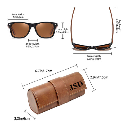 Personalized Wooden Sunglasses with Leather Box, Custom Groomsmen Gift Set