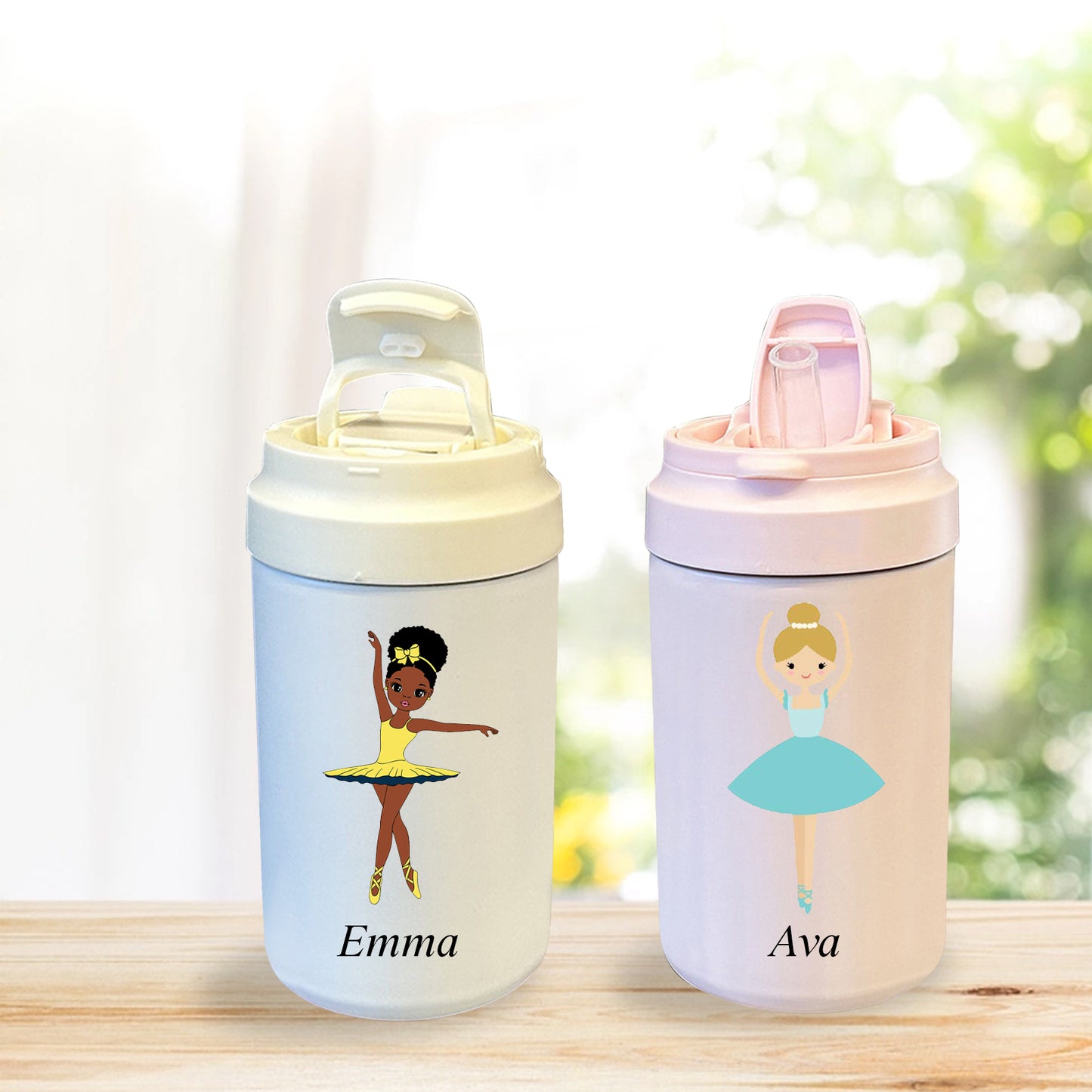 Personalized Ballerina Gift, 17Oz Custom Bottle with Closing Straw Lid