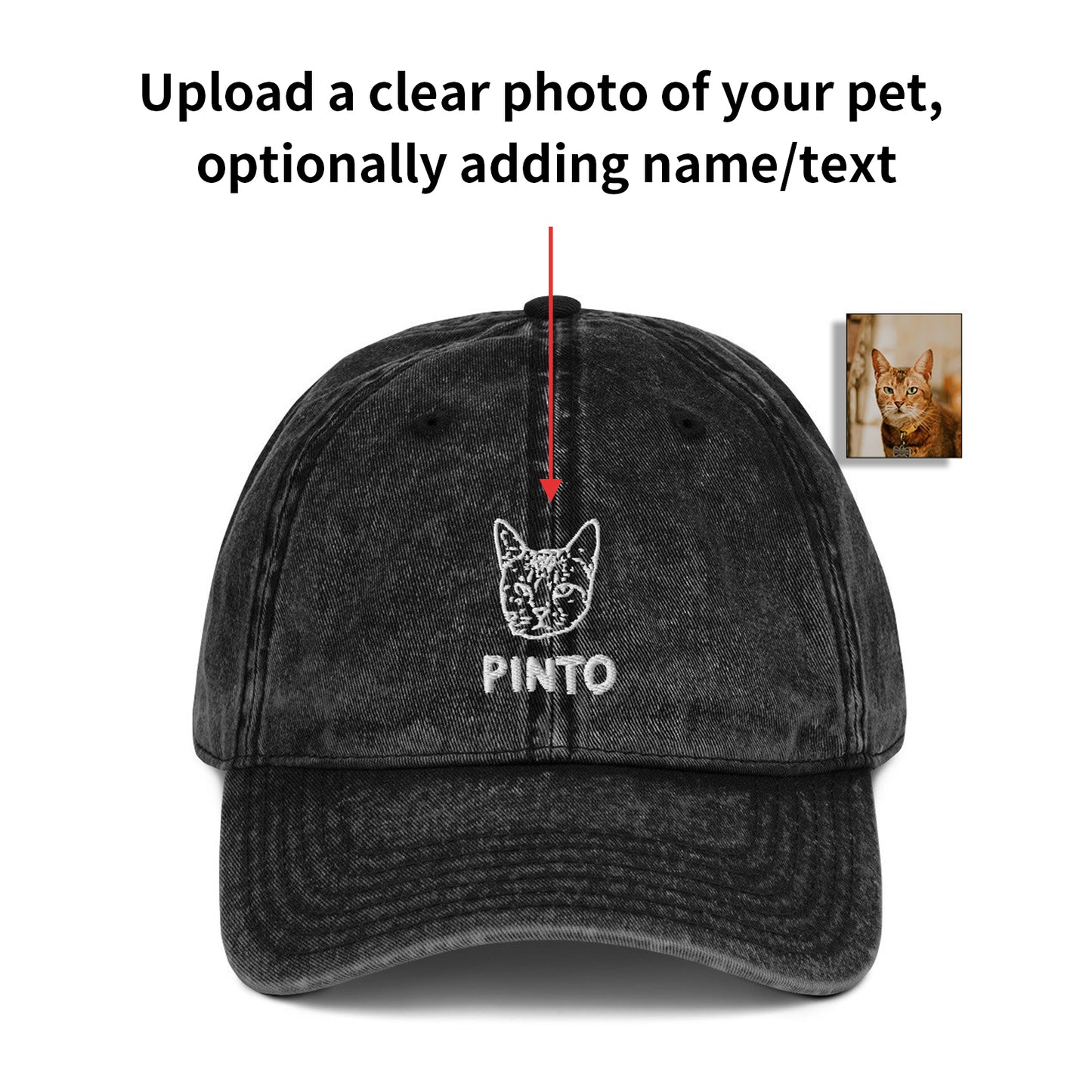 Custom Embroidered Pet Hat Using Pet Photo Personalized Dog Hat