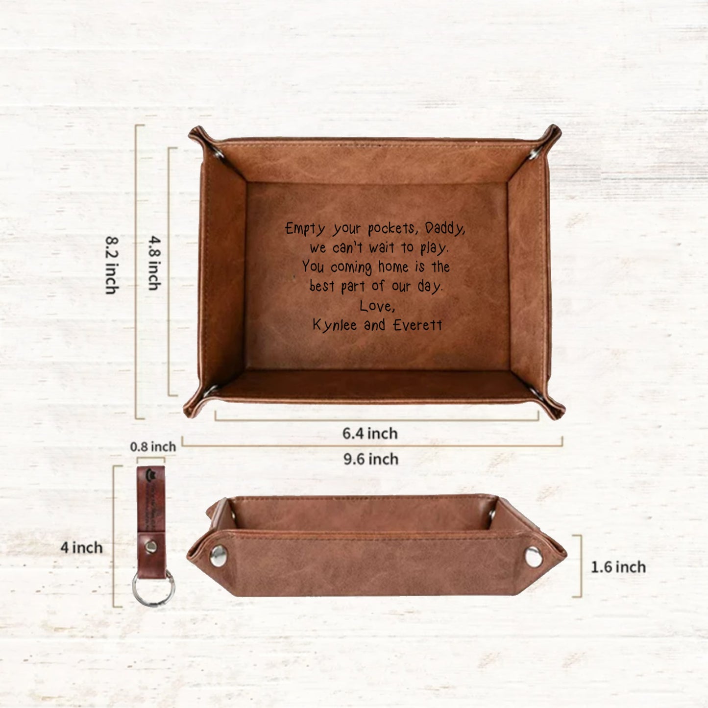 Personalized Leather Storage Tray for Dad - Father's Day Gift, New Dad Gift