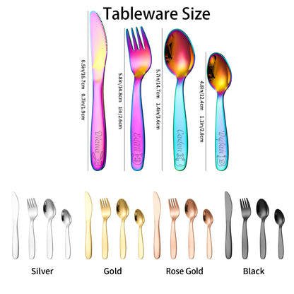 Personalized 4 PCS Stainless Steel Kids Cutlery Set