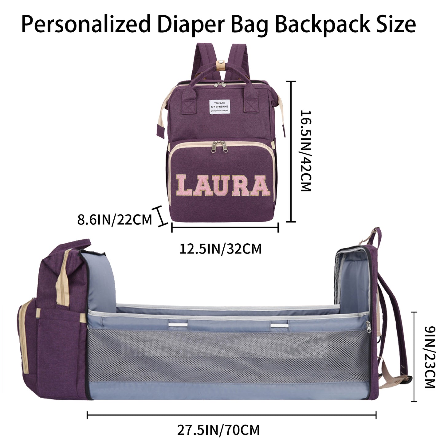 Personalized Diaper Bag Backpack