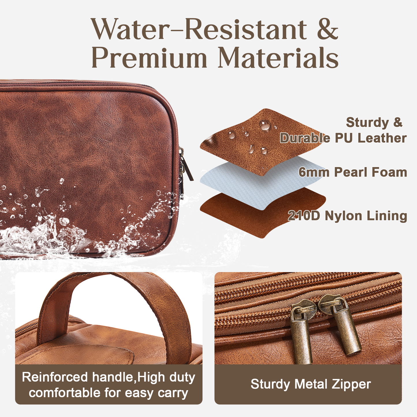 Large Personalized PU Leather Toiletry Bag