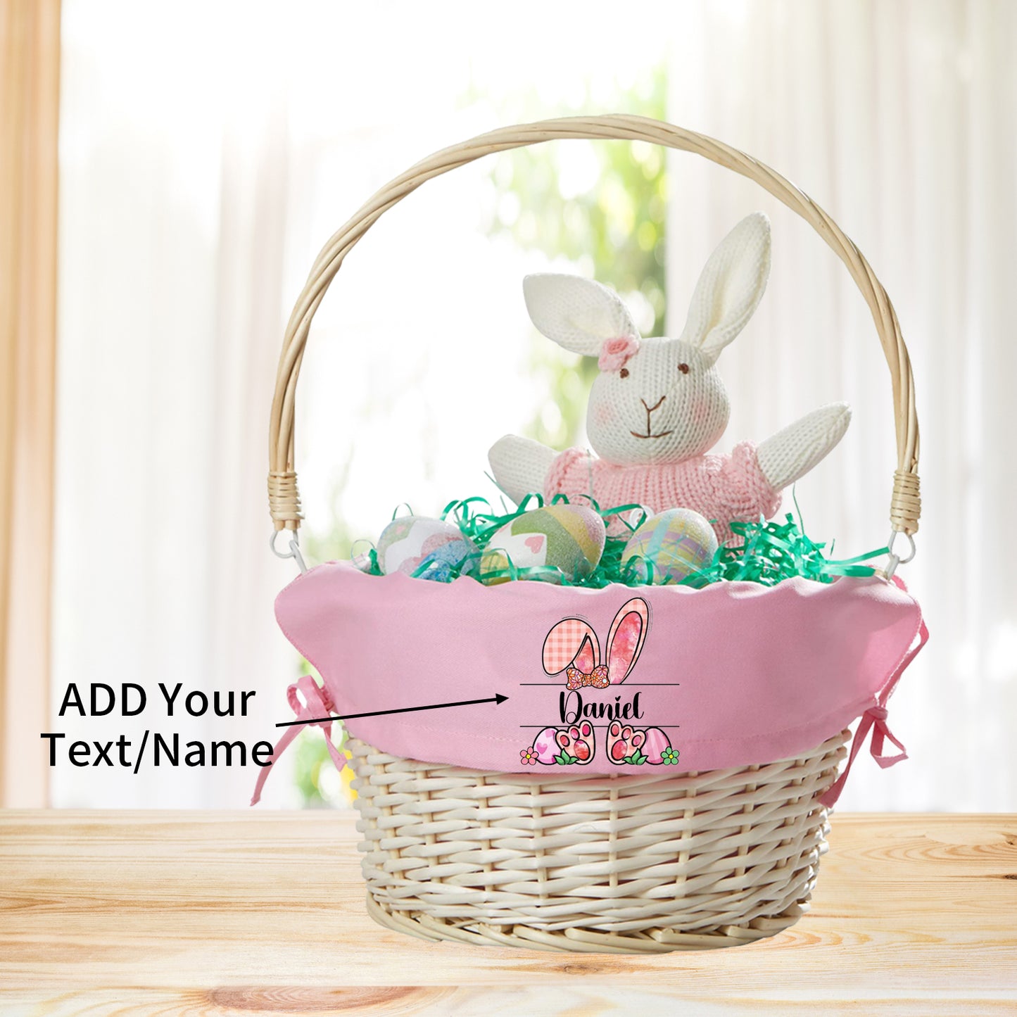 Personalized Easter handmade woven basket