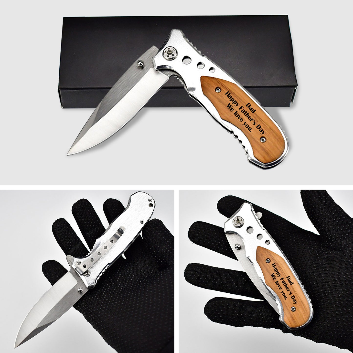 Custom Engraved Wood Handle Pocket Knife