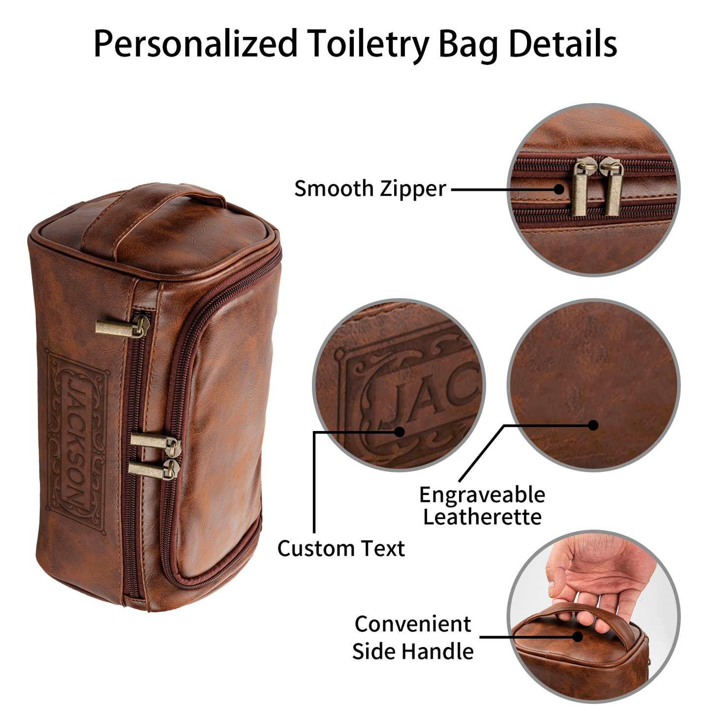 Personalized Toiletry Bag for Men, Engraved Name Initials Toiletry Bag