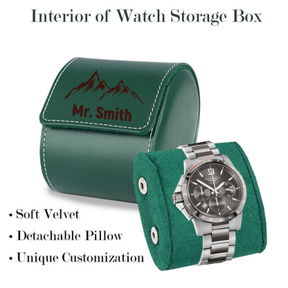 Personalized Watch Box for Men, Custom PU Leather Travel Watch Case, for Men Women