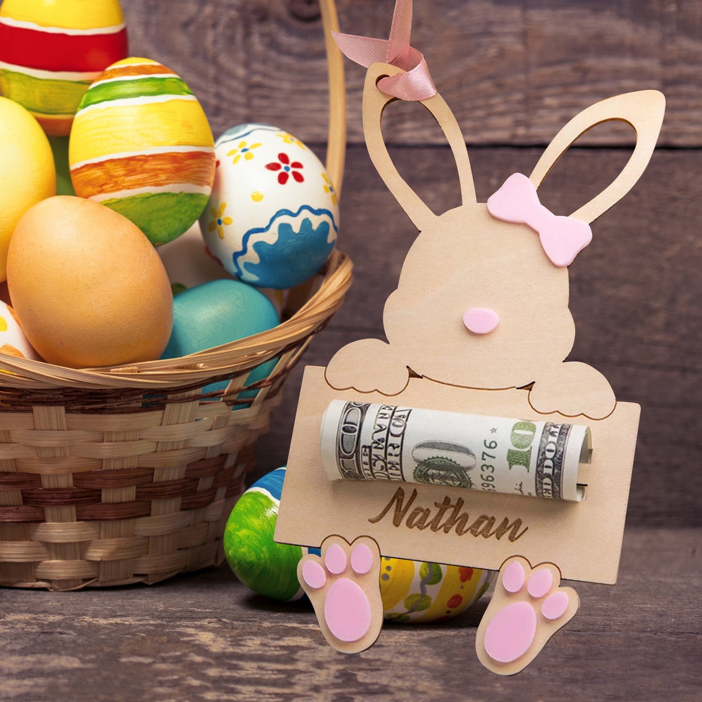 Personalized Easter Bunny Money Holder