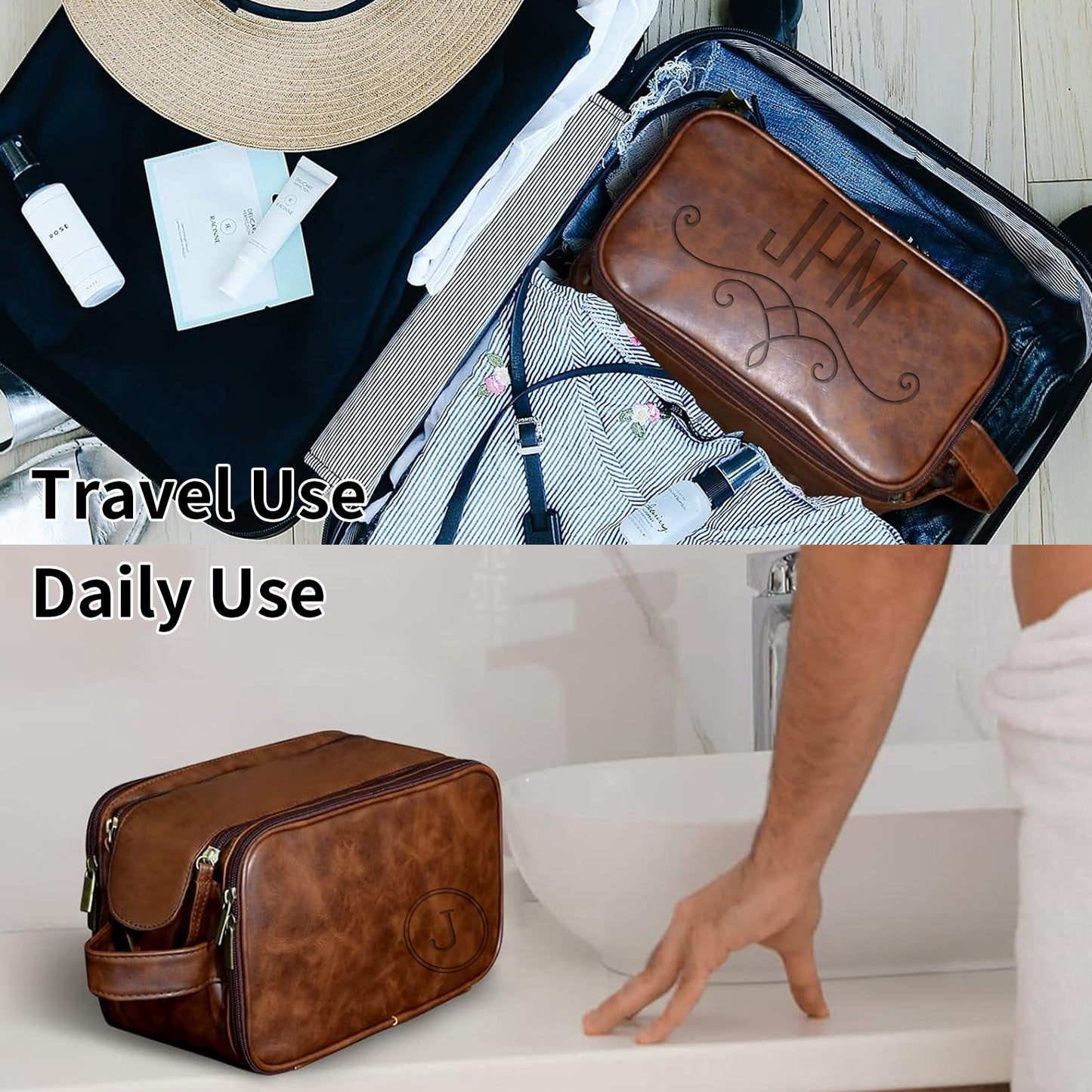 Large Capacity Leather Toiletry Bag