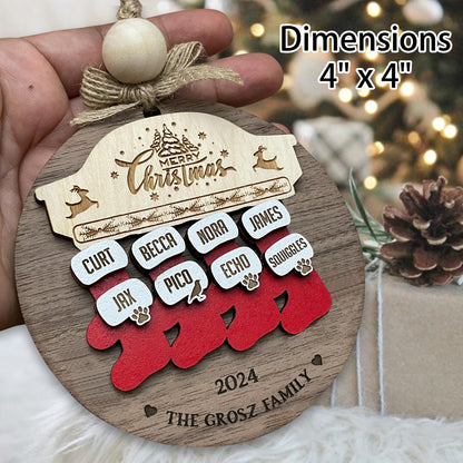 Personalized Wooden Family Xmas Ornament