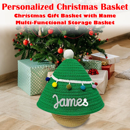 Personalized Christmas Woven Basket