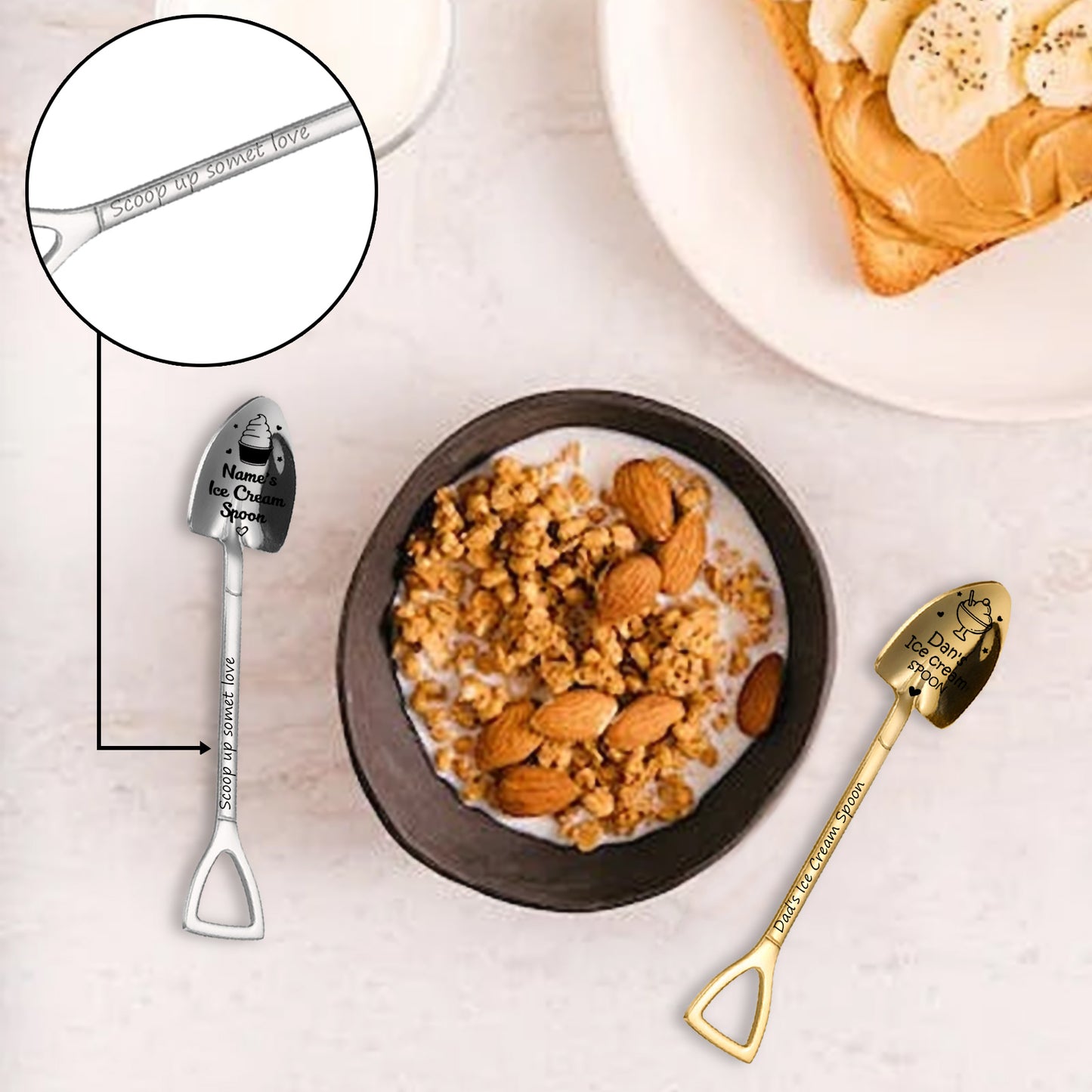 Personalized Stainless Steel Spoon Shovel丨Custom Men Ice Cream Spoon