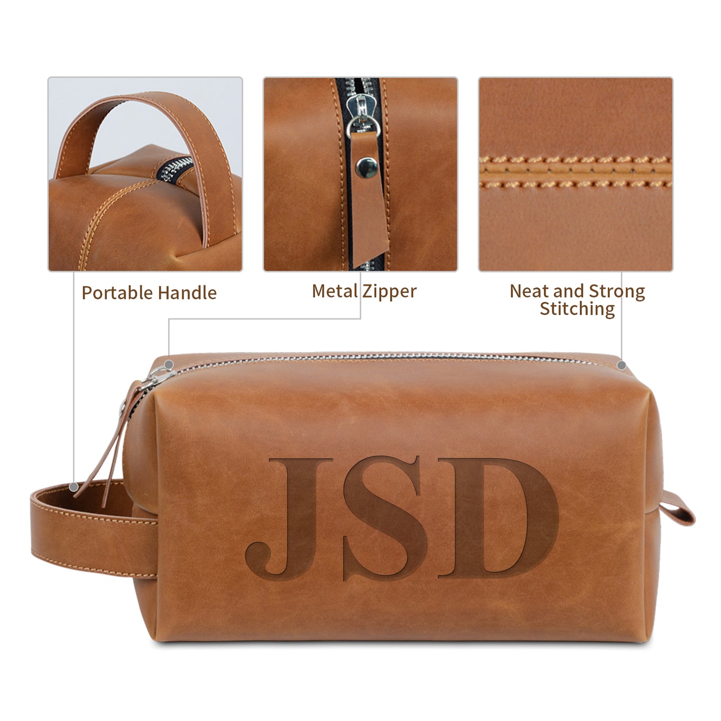 Personalized Men's Leather Toiletry Bag